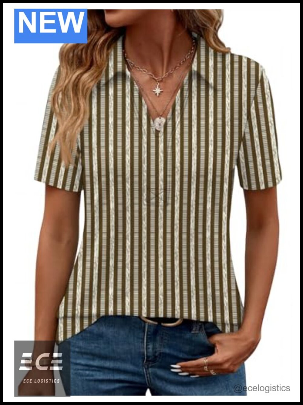 Women's Short Sleeve V-Neck Collared Polo Shirt Business Casual Fitted Top